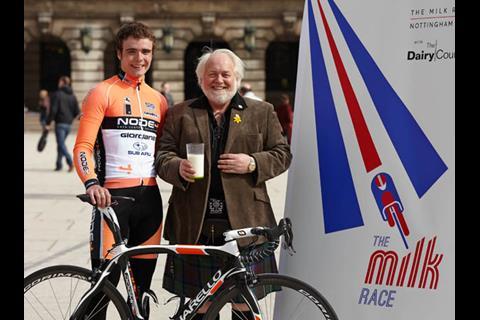 Steven Burke (left) and Sandy Wilkie promote the Milk Race 2013